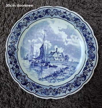Oud Wandbord Royal Sphinx Delfts met Schip