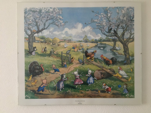 Mooie originele  poster van Molly Bratt "Springtime on the farm"