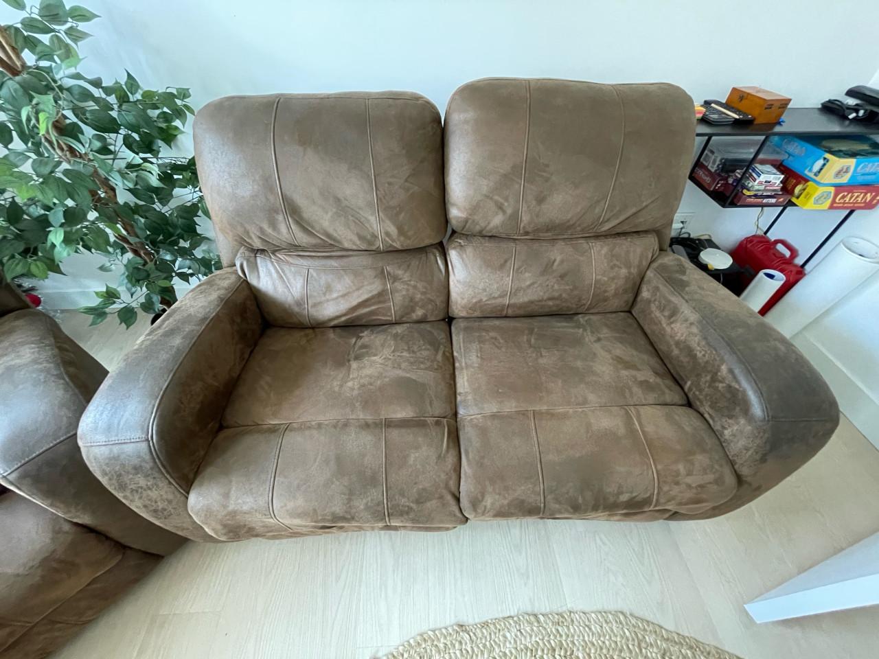 Bruine relaxbank set 3+2+1 – Comfortabele banken