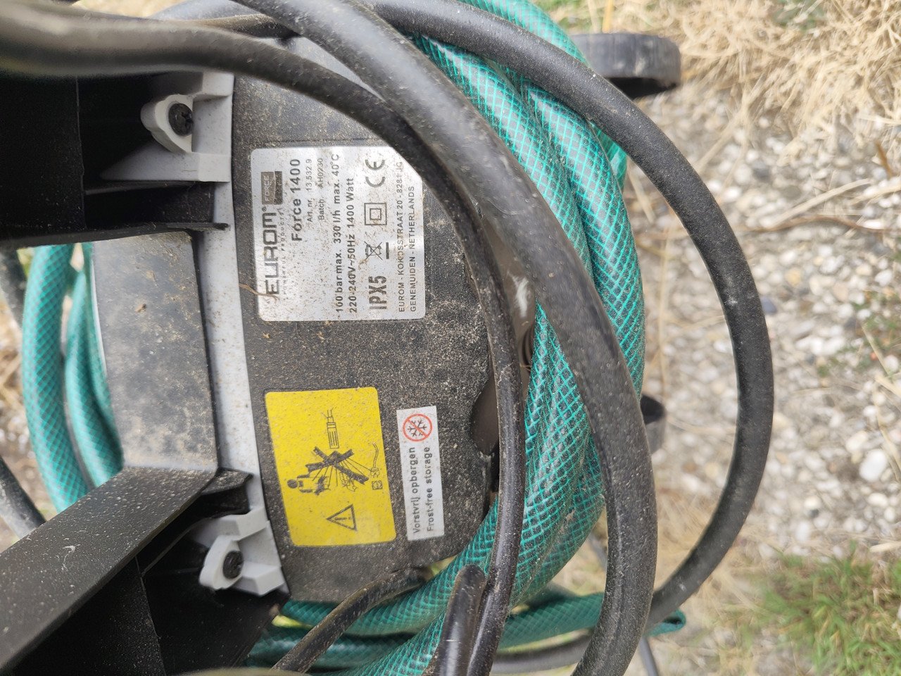 Eurom 1400 watt hogedrukspuit met slang, goede staat