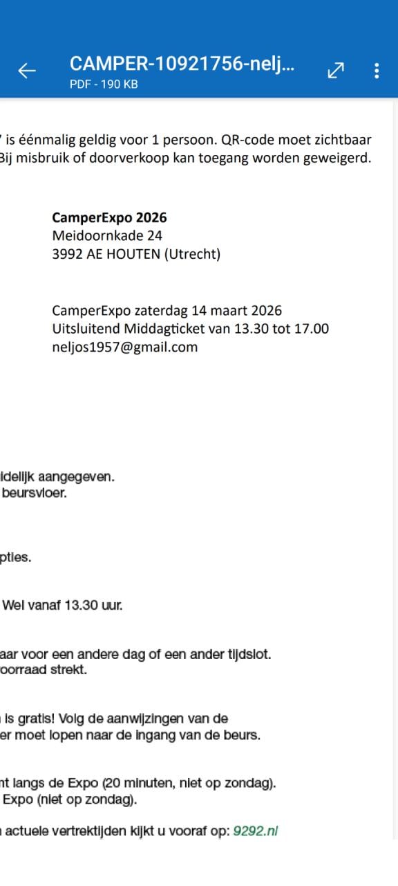 Camperbeurs middagtickets in Houten - 14 maart