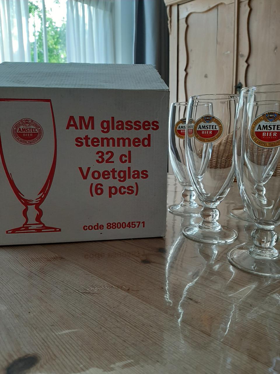 6 AMSTEL  BIERGLAZEN - NIEUW IN DOOS
