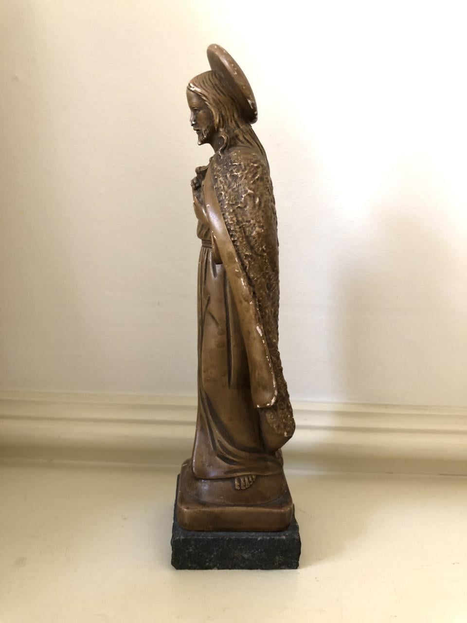 Lief brocante heilig Jezus Christus op natuursteen plaatje
