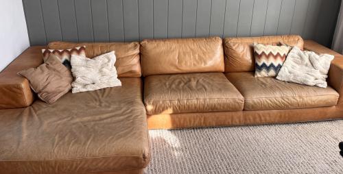 Hoekbank, cognac leer