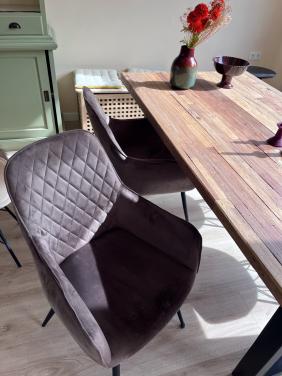 Eetkamerstoelen velours bruin