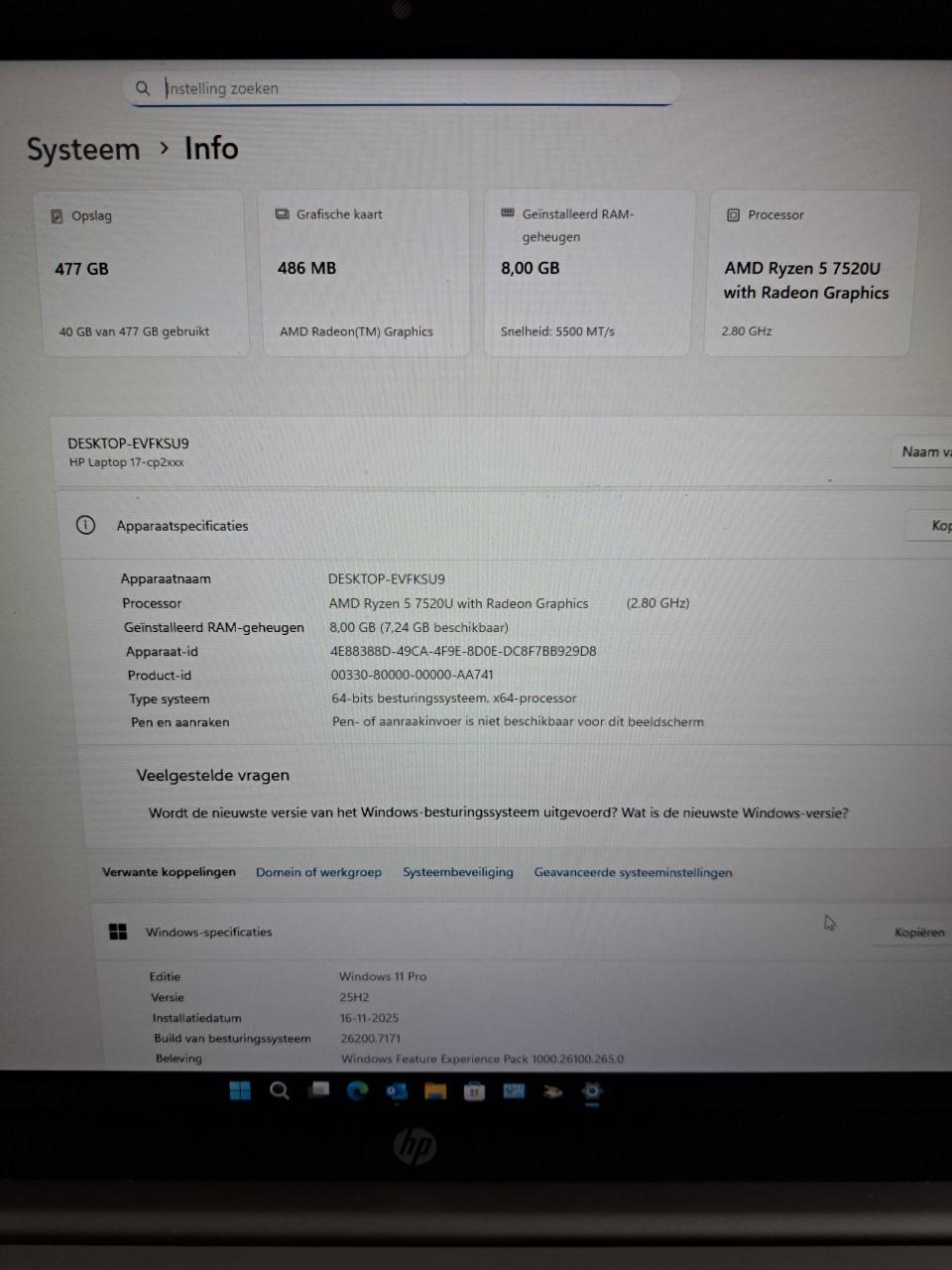 HP 17,3 inch Full HD laptop Ryzen 5-7250u