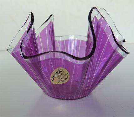 Chance Glass schaaltje zakdoekmodel paars retro