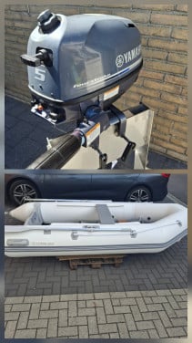 Splinternieuwe rubberboot in doos met yamaha 5pk 4 takt