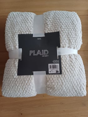 NIEUW: GUSTA PLAID TEDDY WIT 130 x 160 cm (polyester)