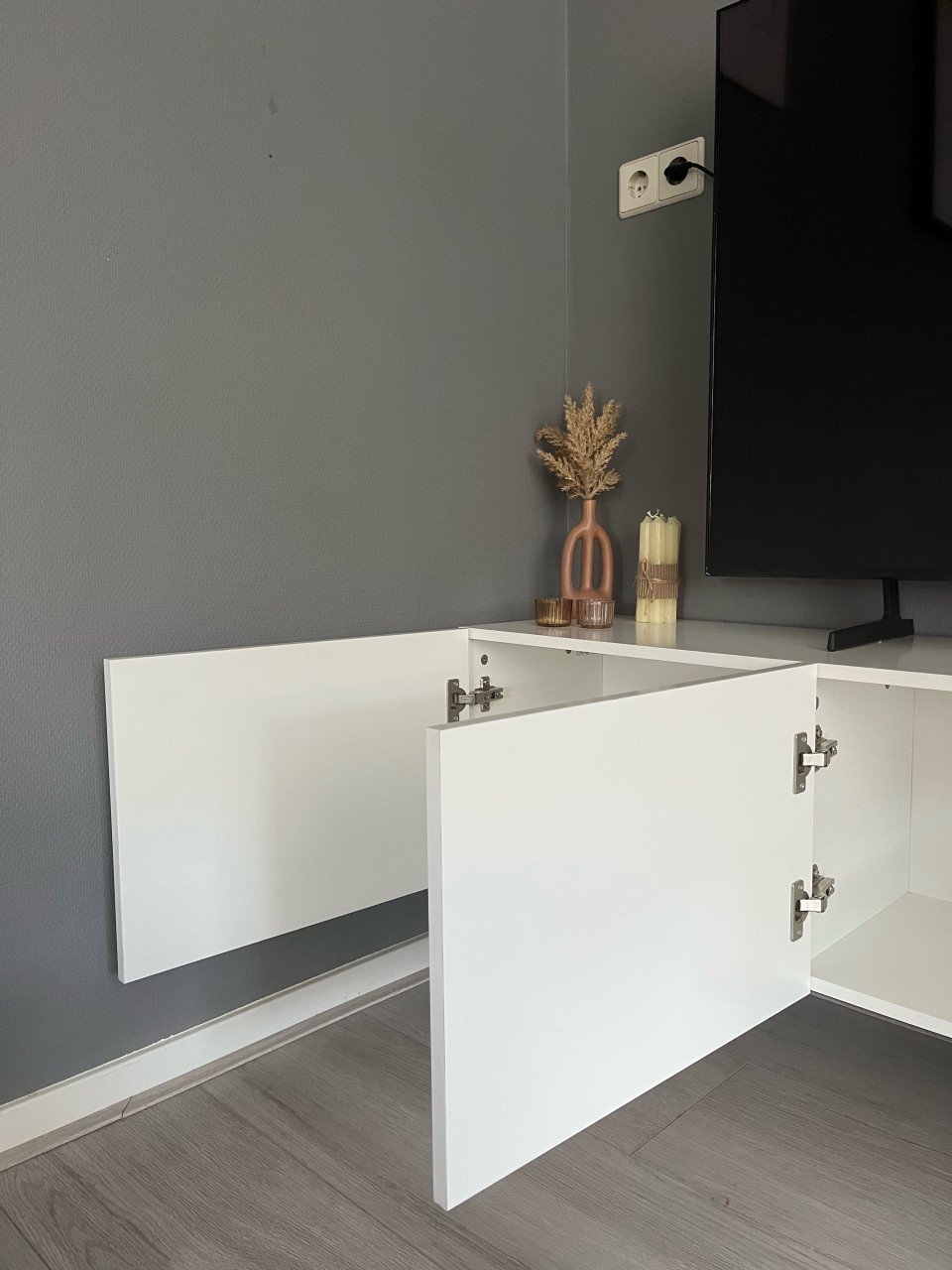 Tv-meubel 200 cm, mat wit