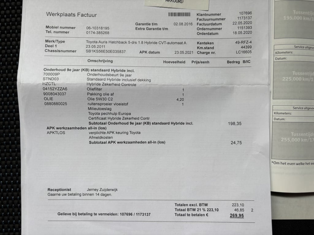 Toyota Auris automaat 1.8 full hybrid aspiration