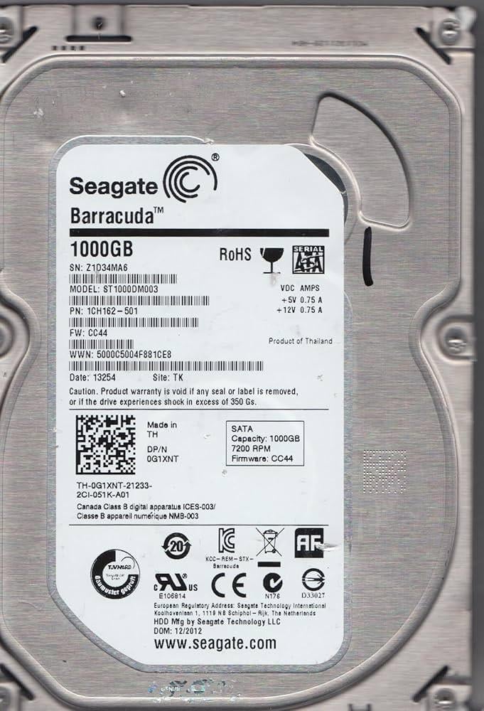 Seagate Harde Schijf intern 3.5 Barracuda 1TB 7200.14 64 MB