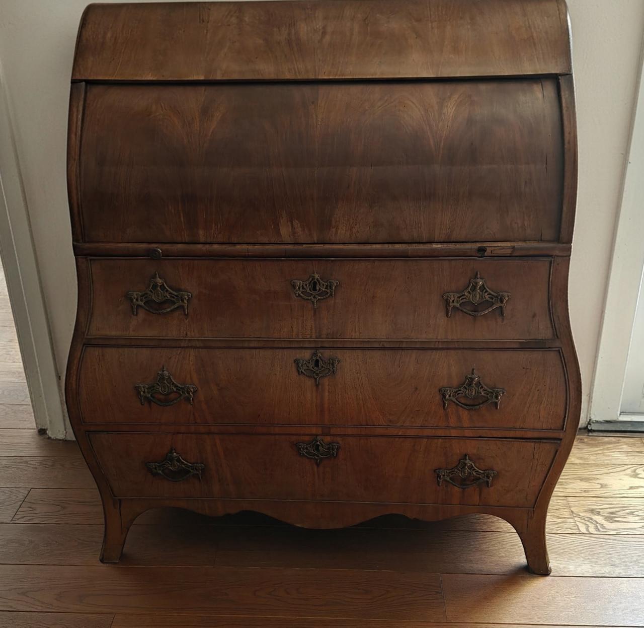 Antiek Hollands mahonie gefineerd houten rolsecretaire