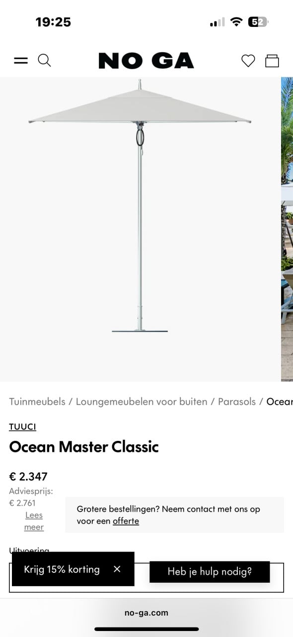 Ultra luxe TUUCi parasol incl kunst
