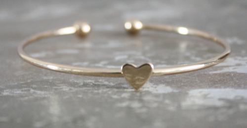 Goud kleurige klem armband met hart