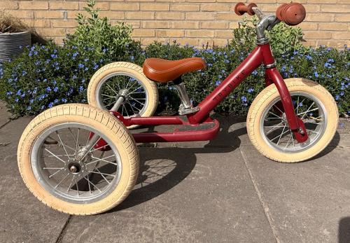 TRYBIKE STEEL 2-IN-1 DRIEWIELER LOOPFIETS – MAT VINTAGE ROOD