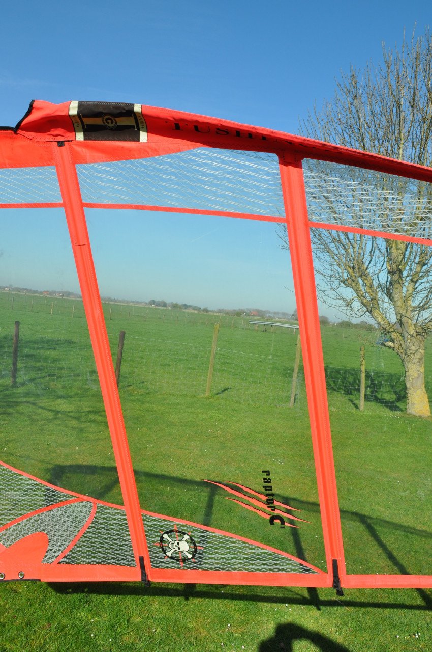 6.5m2 Tushingham Raptor Freeride zeil, FiberSpar mast, NeilPryde giek