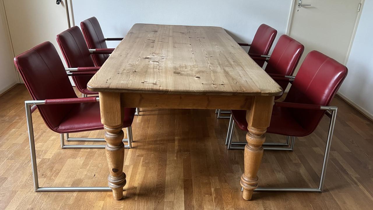 6 rood lederen Henders en Hazel eetkamerstoelen