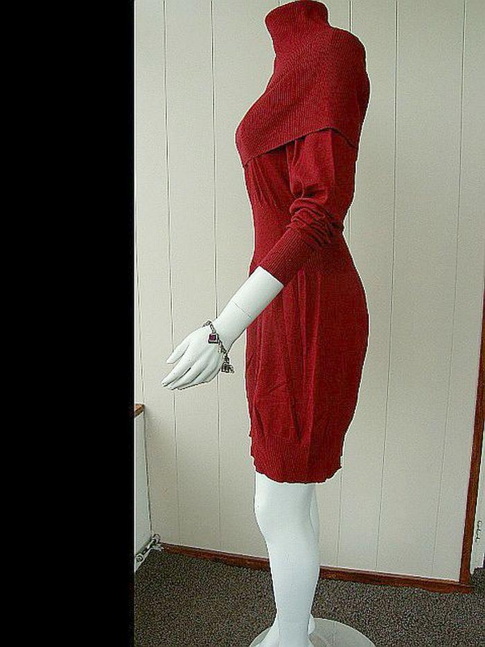 SÁBETH: Nieuw fijn gebreid trui/jurkje dieprood 100% zijde S+M+L € 280