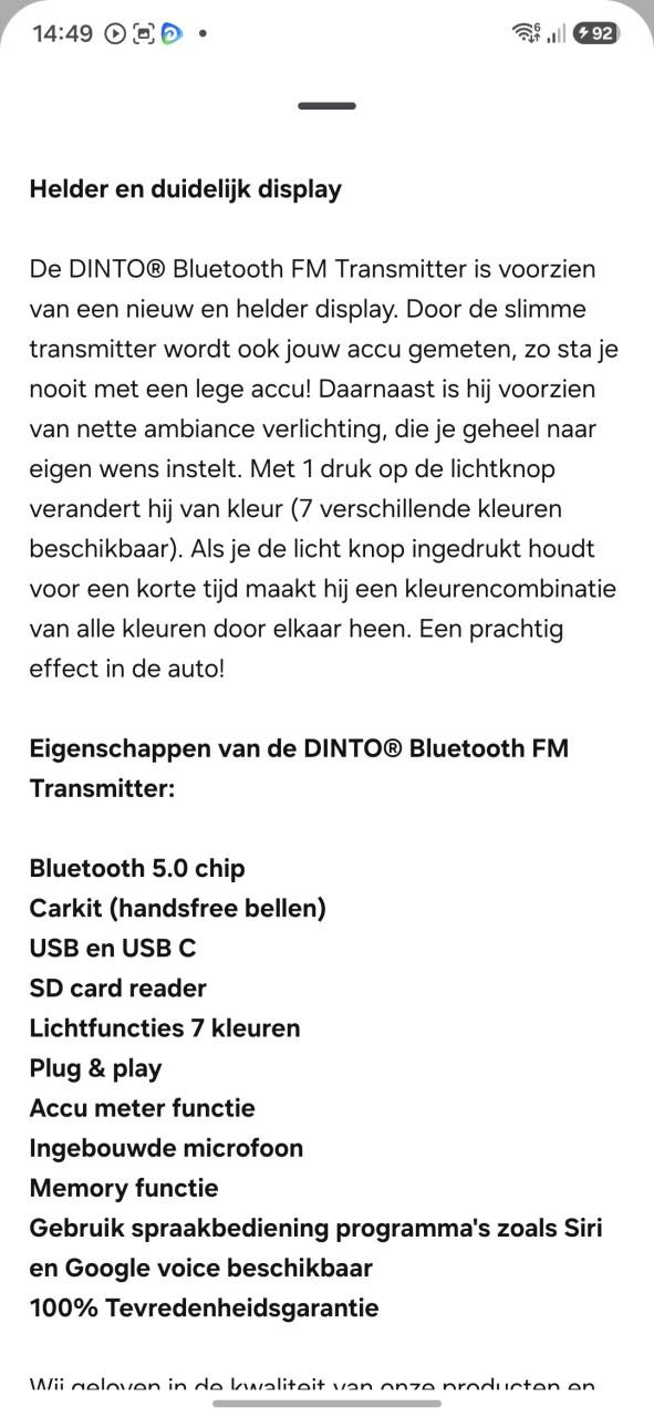 Bluetooth FM transmitter dinto bc71