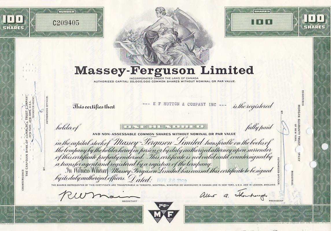 Oud Aandeel Massey - Ferguson Limited