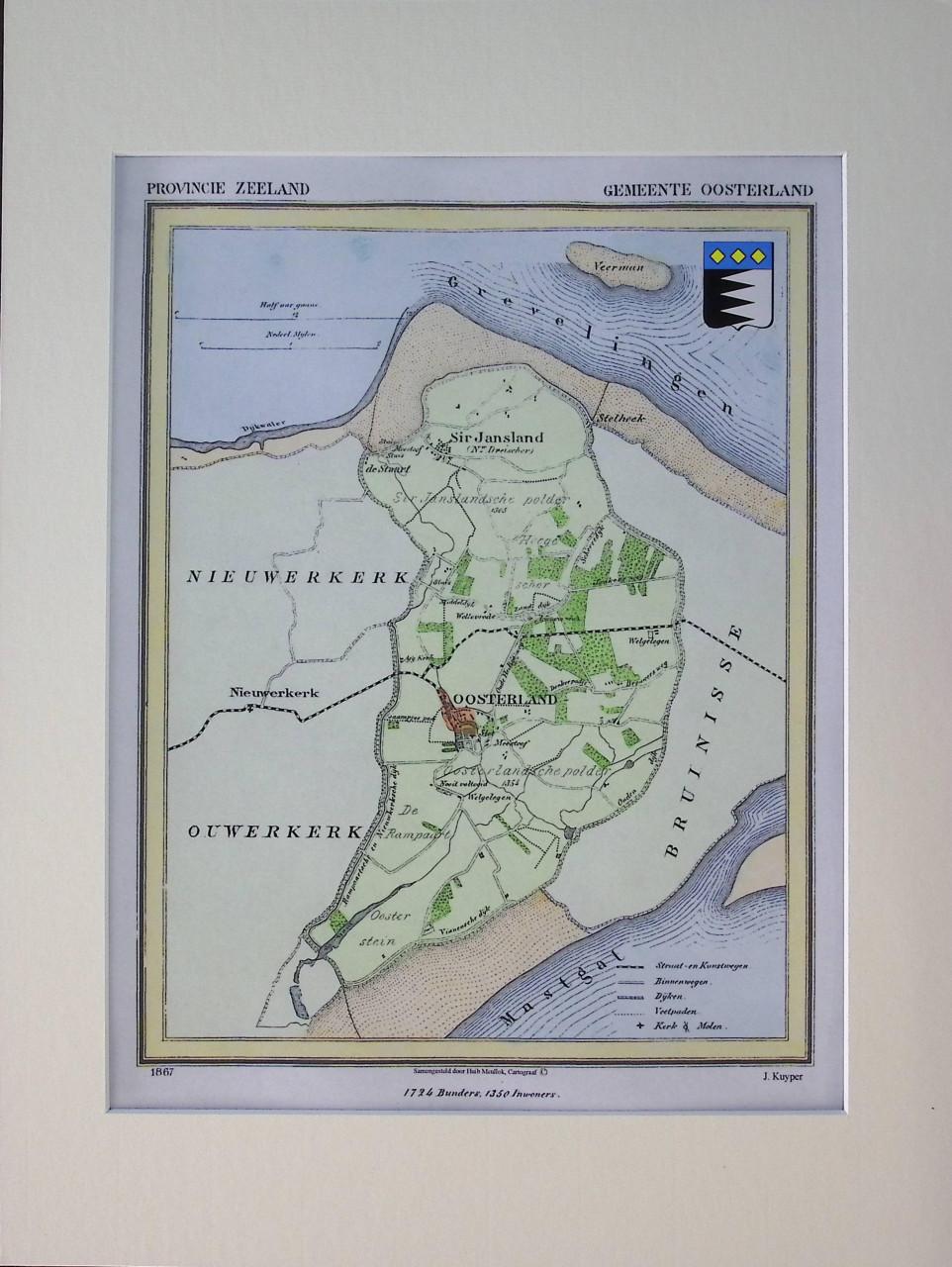 Historische Gemeentekaartjes Schouwen-Duieland van J. Kuyper