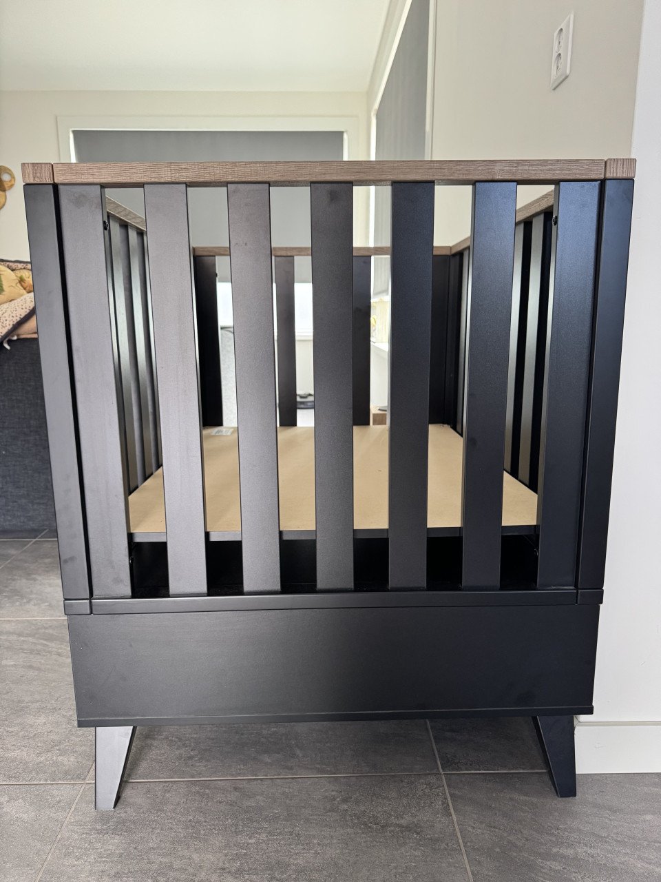 Interbaby Box Met Lade Lancaster Zwart / Visgraatmotief