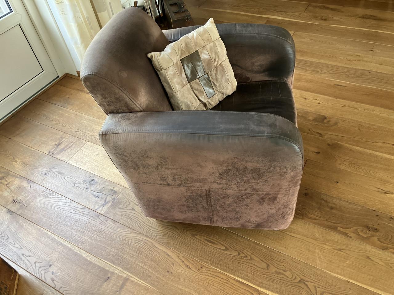 Leren fauteuil / loveseat cognac