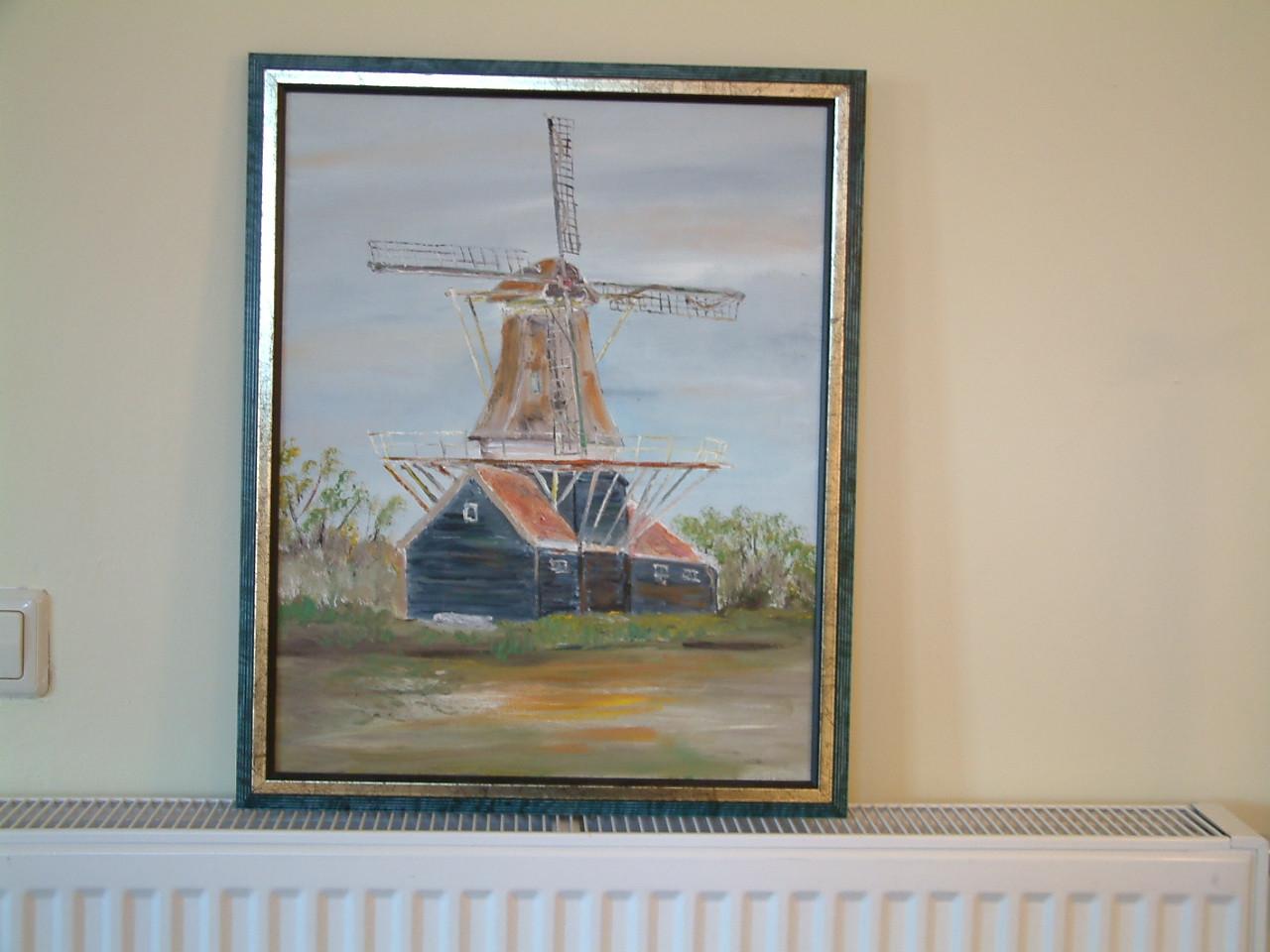 Abraham Caljouw  sr  Veere de molen nat in nat olie verf op doek