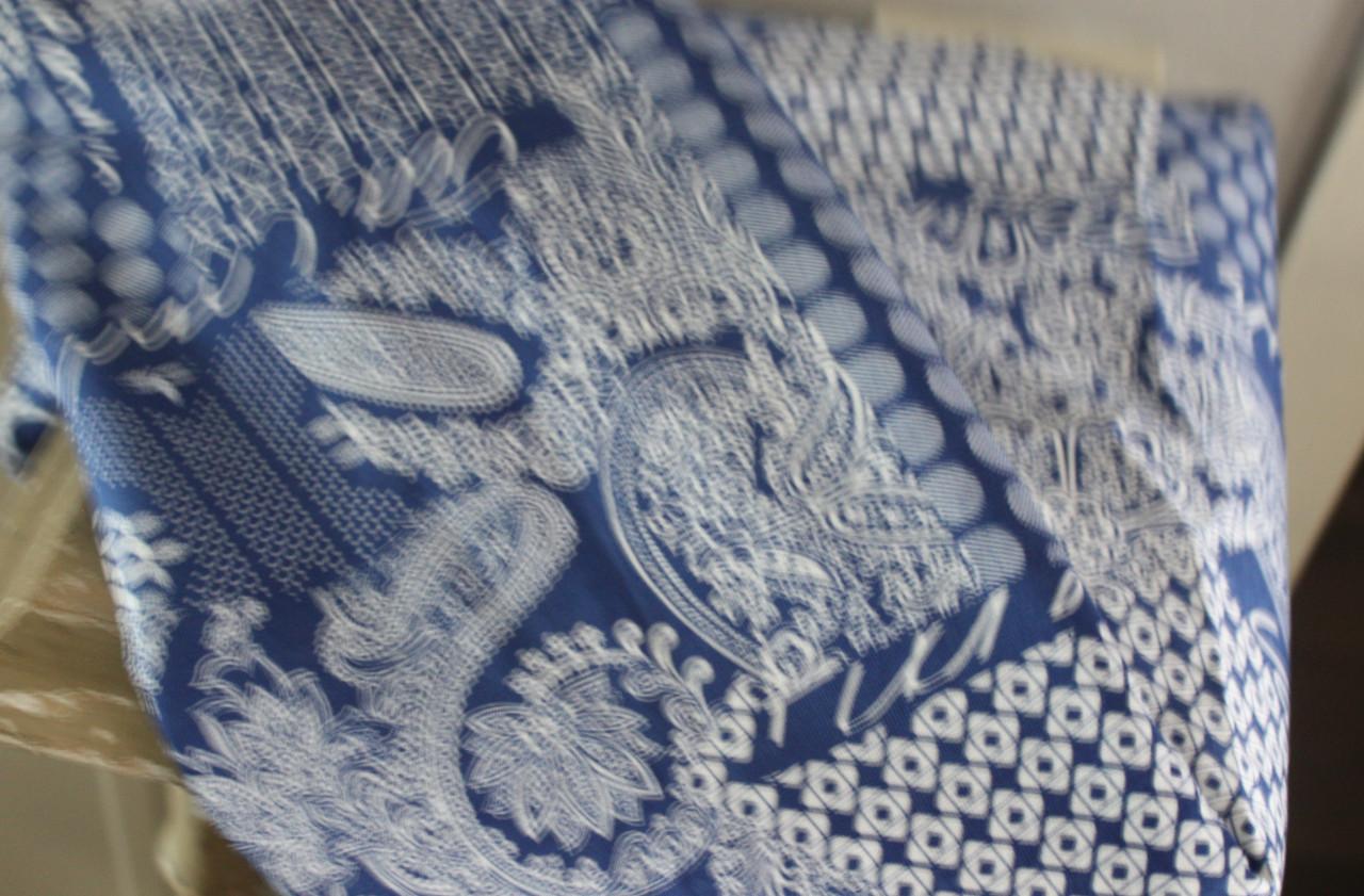 Blauw witte  print lap stof
