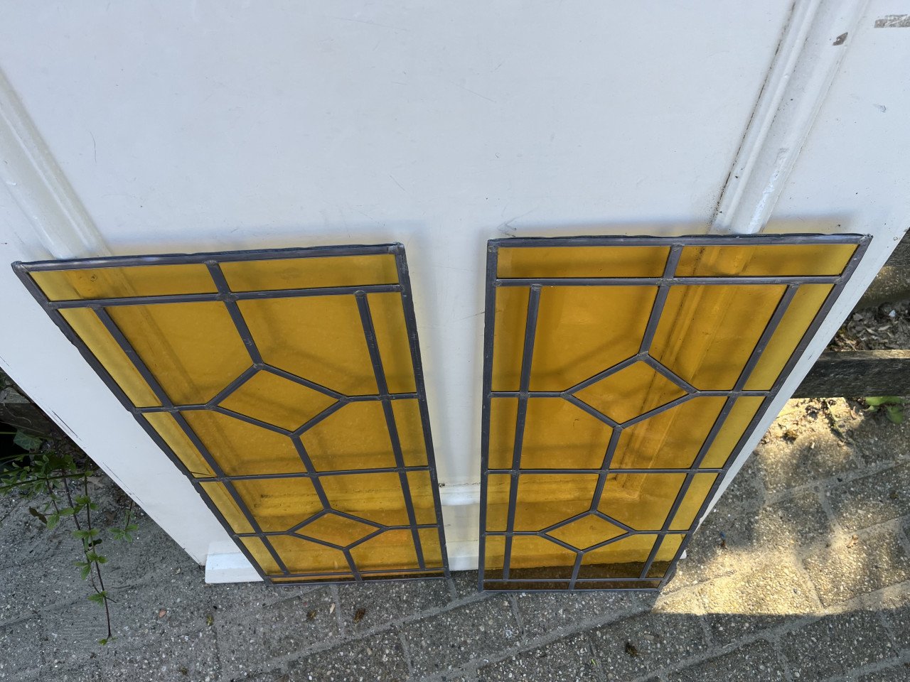Glas in loodramen 2 stuks