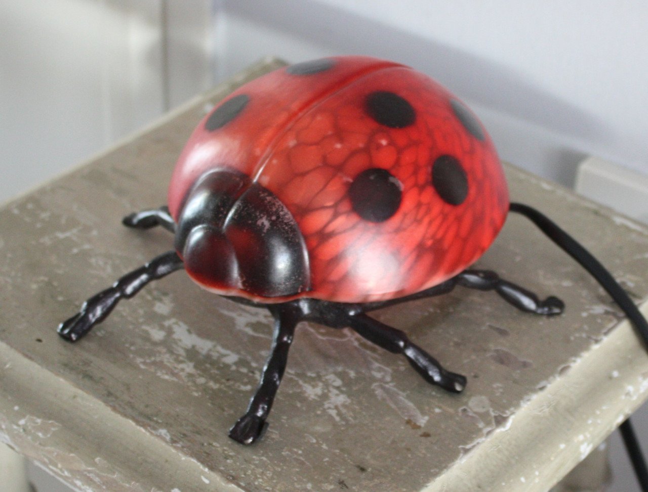 Lieveheersbeestje lamp glas en metaal
