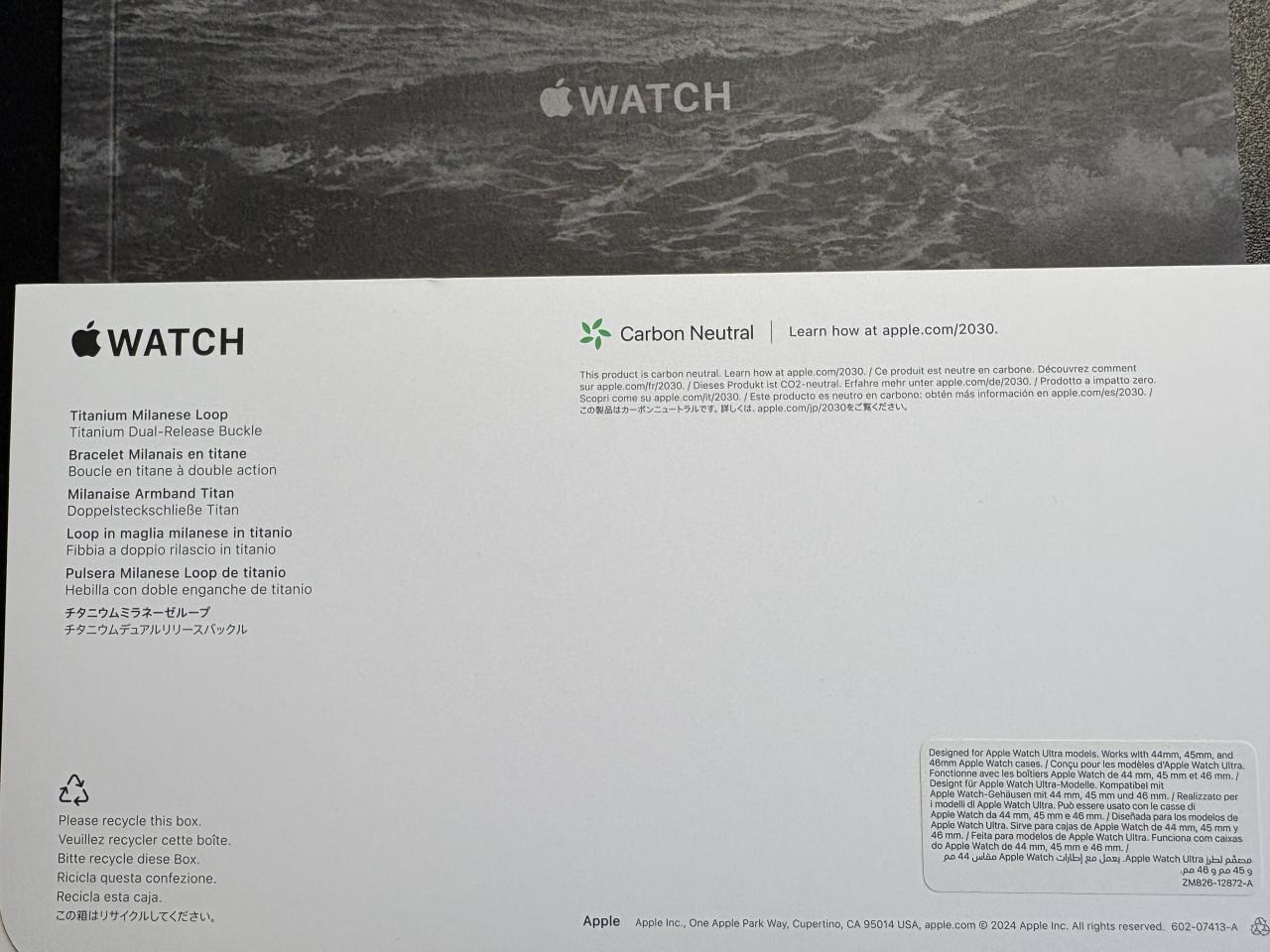 Apple Watch Ultra 2, 49 mm, Milanese Loop Carbon Neutraal 100%  Band Carbon