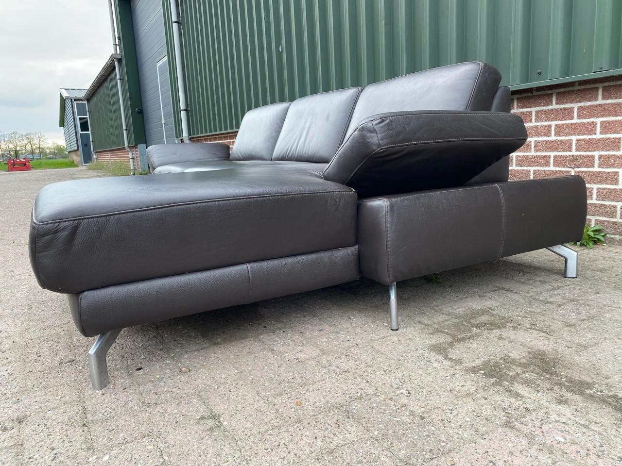 Montel Bruine Leren Hoekbank- Gratis Levering NL