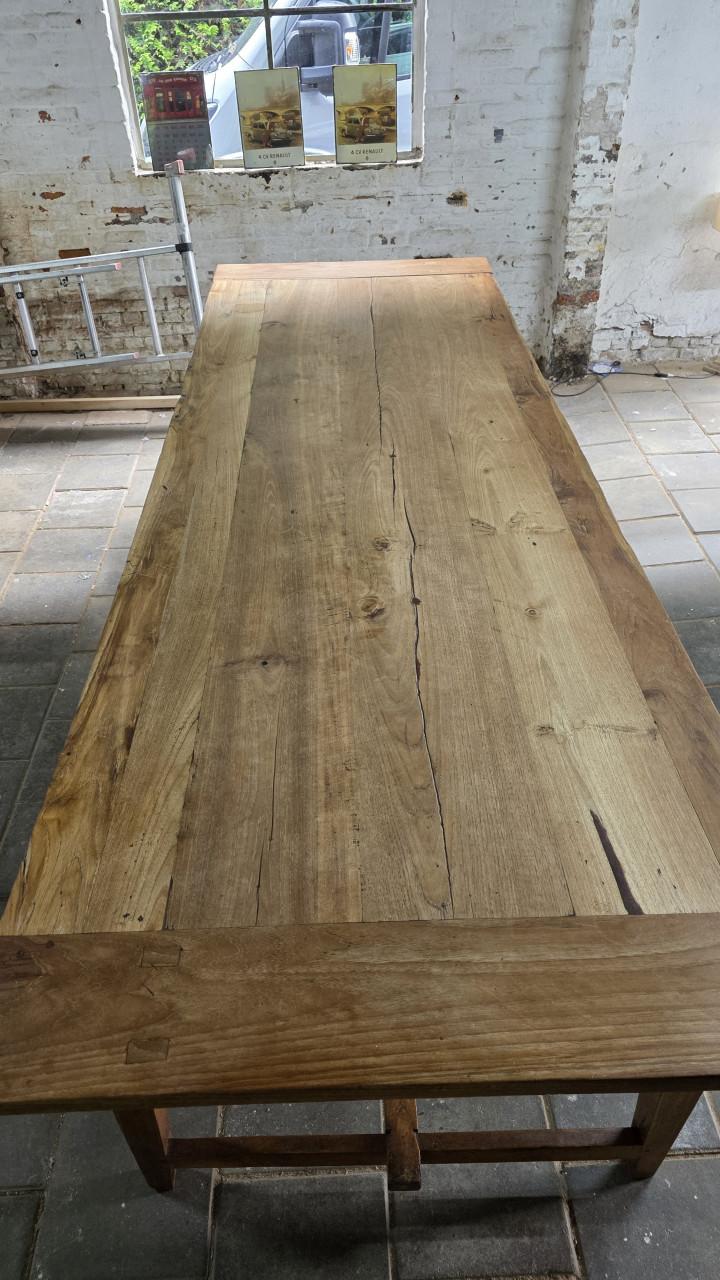 300 cm lange oude boerentafel/ kloostertafel