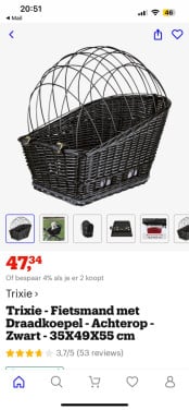 Fietsmand voor hondje