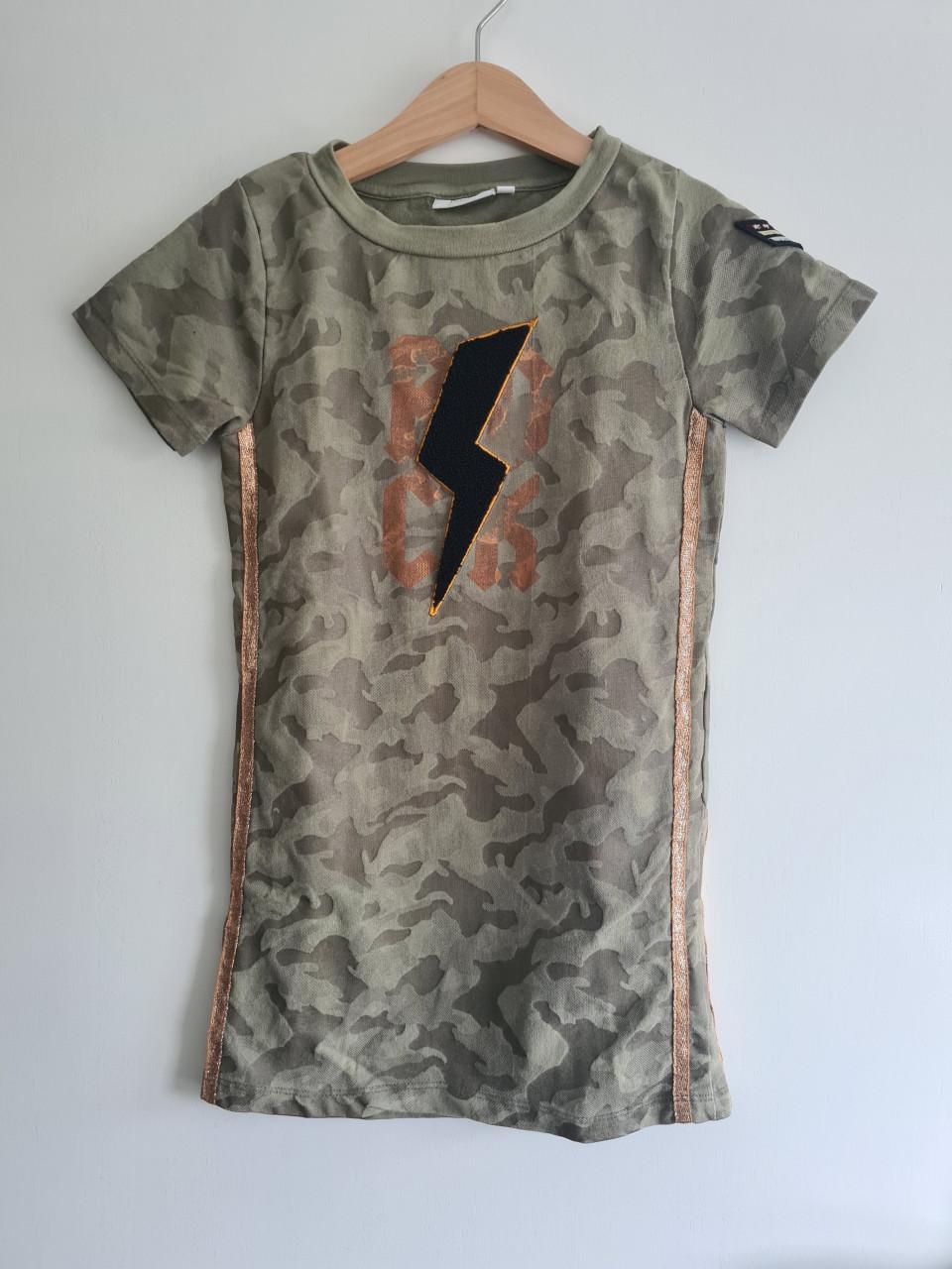 D-Zine kaki groen zomer jurkje / lange sweater  Maat 128-134