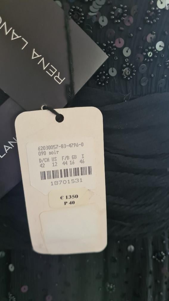 Rena Lange: Nieuw zwart zijde jurkje kraaltjes/pailletjes maat 42