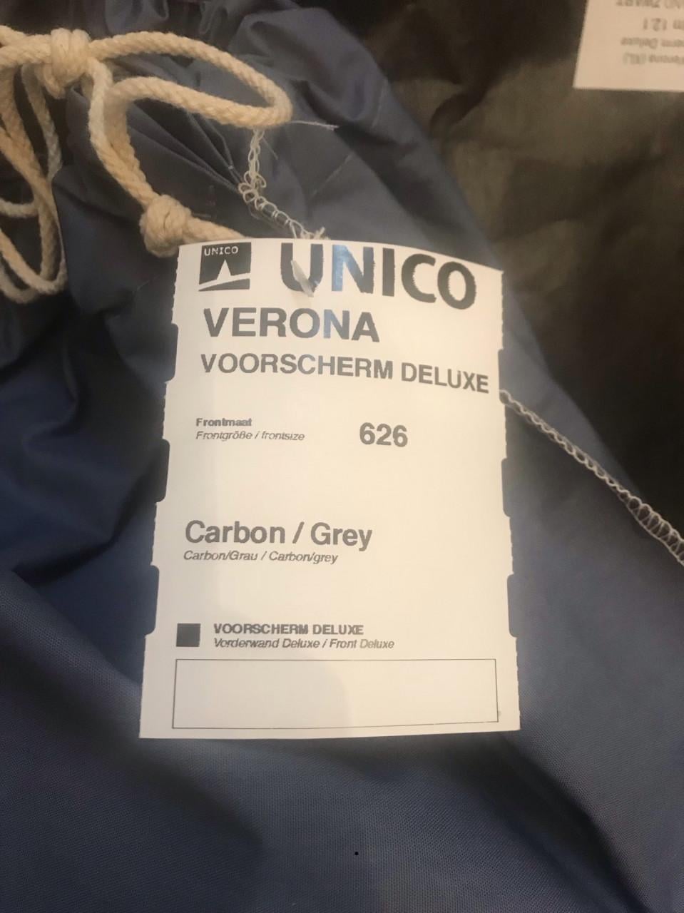 Te koop: Unico Verona maat 11 met voorscherm DeLuxe en dak luifel