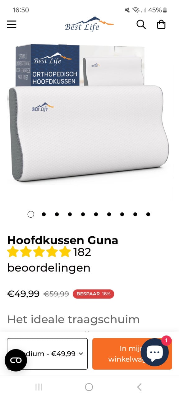 Orthopedisch hoofdkussen Best Life