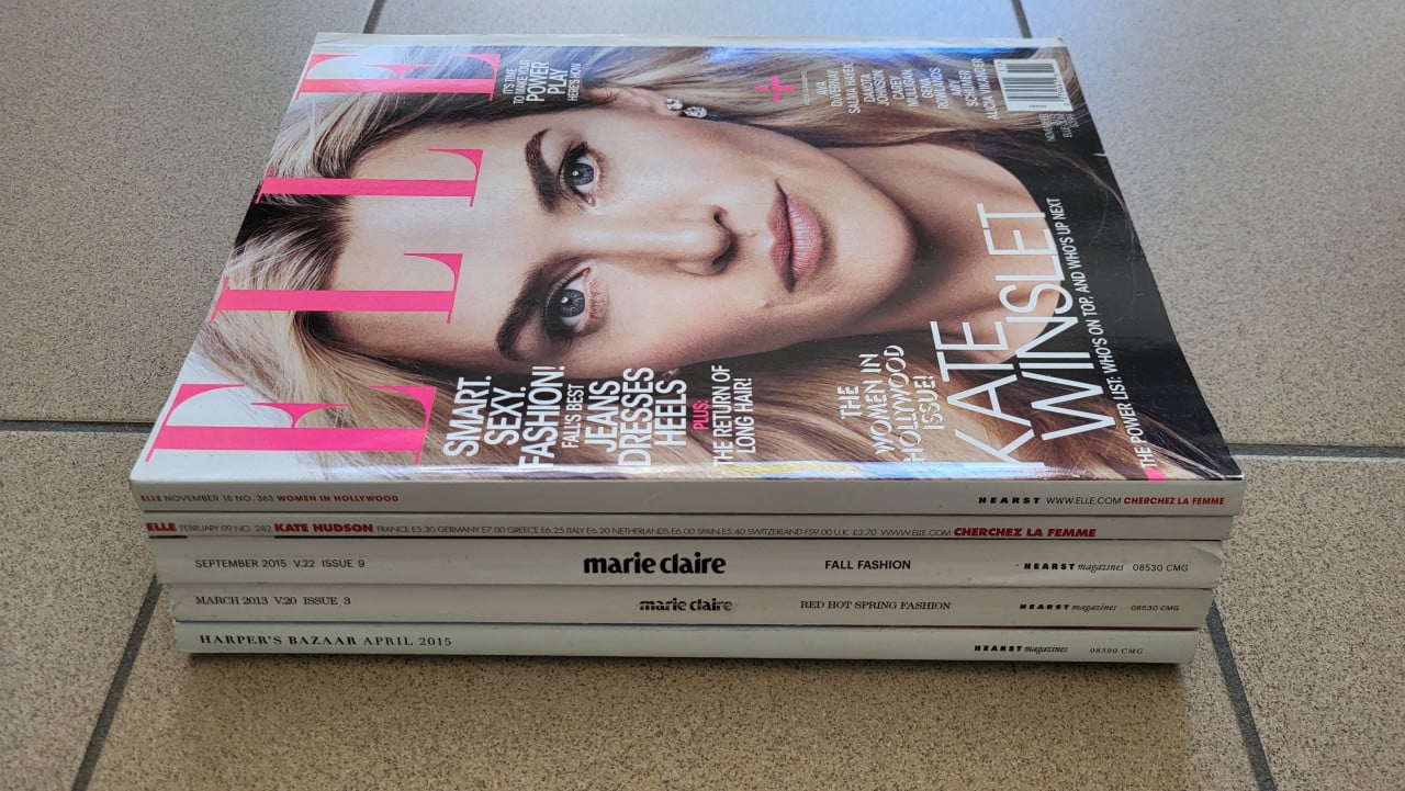 Oude Amerikaanse modebladen Elle, Marie Claire, Harper's Bazaar