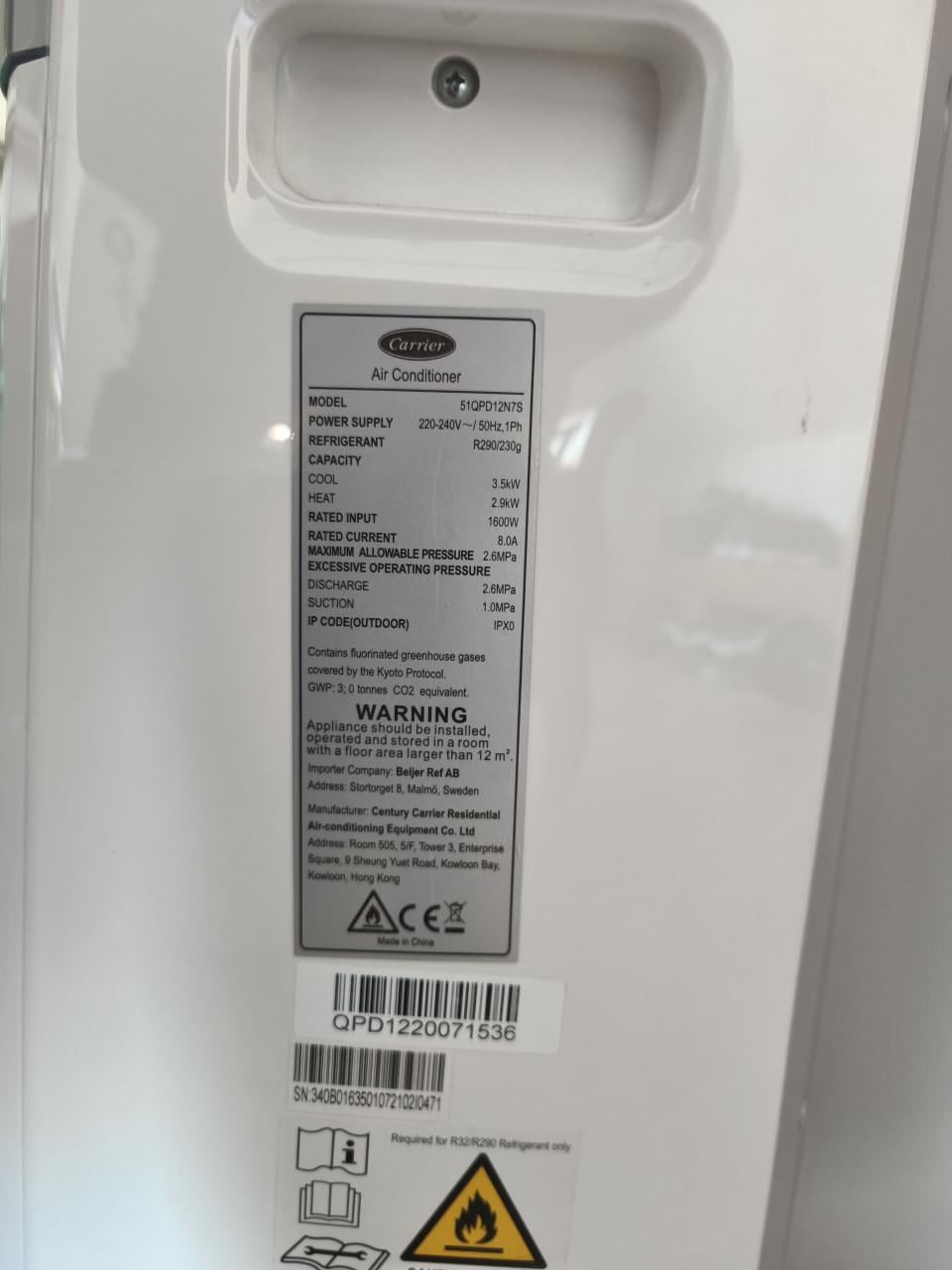 Te koop aangeboden Carrier airco / verwarming / lucht ontvochtiger.