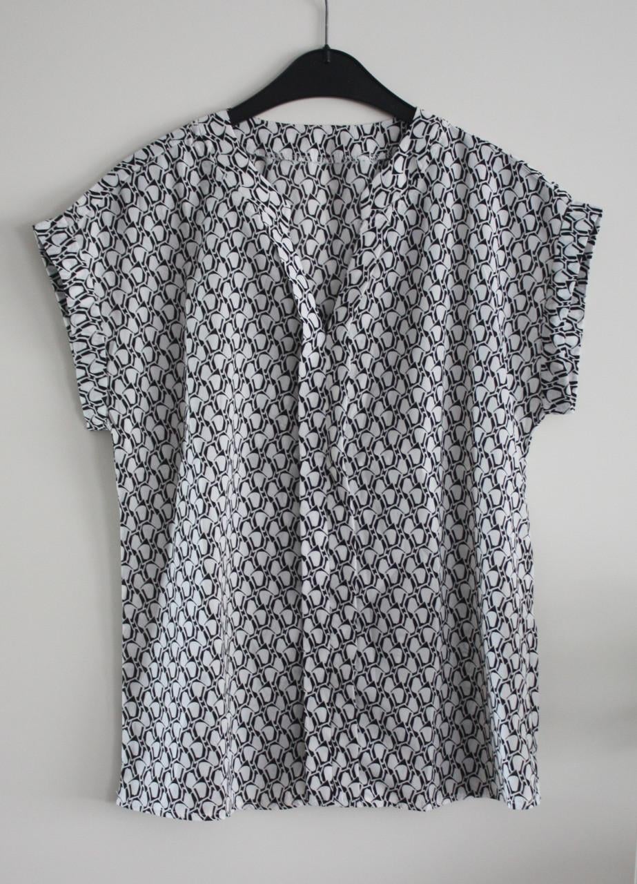 Wit zwart motief blouse  shirt maat m