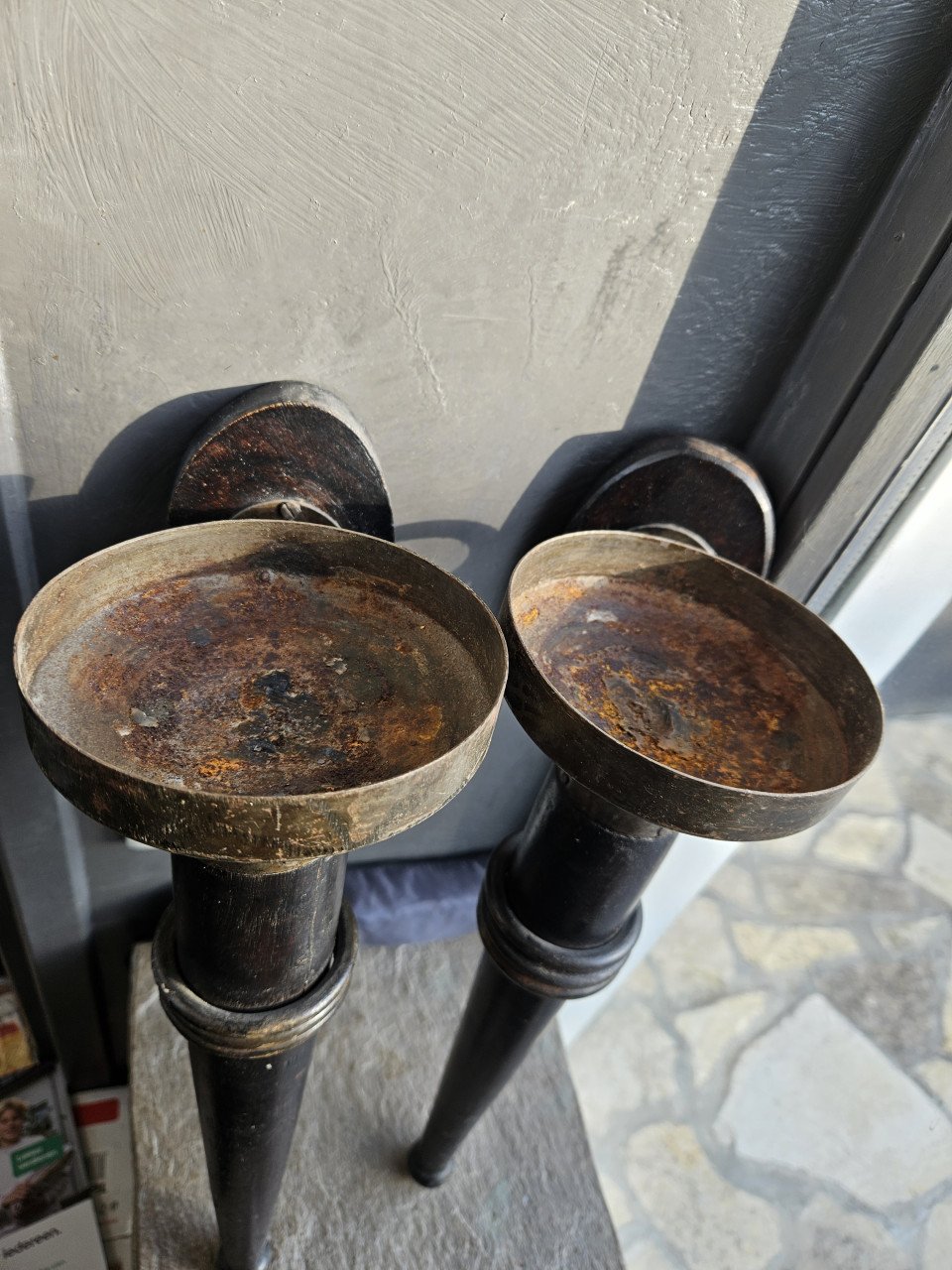 2 grote prachtige vintage tuin/wandfakkels voor buitendecoratie...