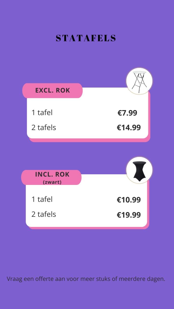 Statafel te huur Walcheren