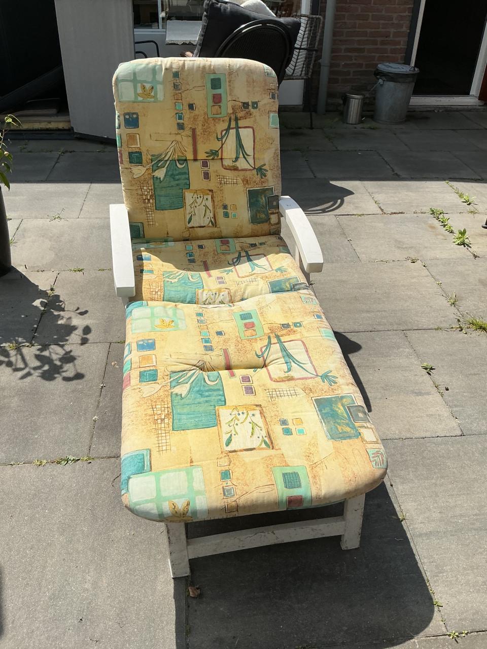 2 ligstoelen met kussens
