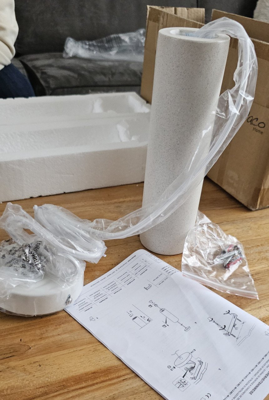 Moderne zandkleurige stenen hanglamp  paco home