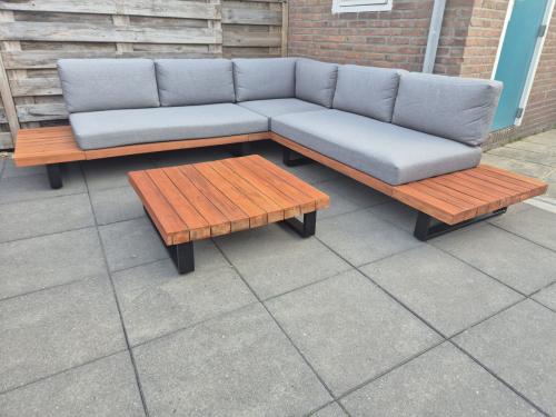 Aluminium/Hout Loungeset 255 x 255 cm (Bezorging mogelijk)