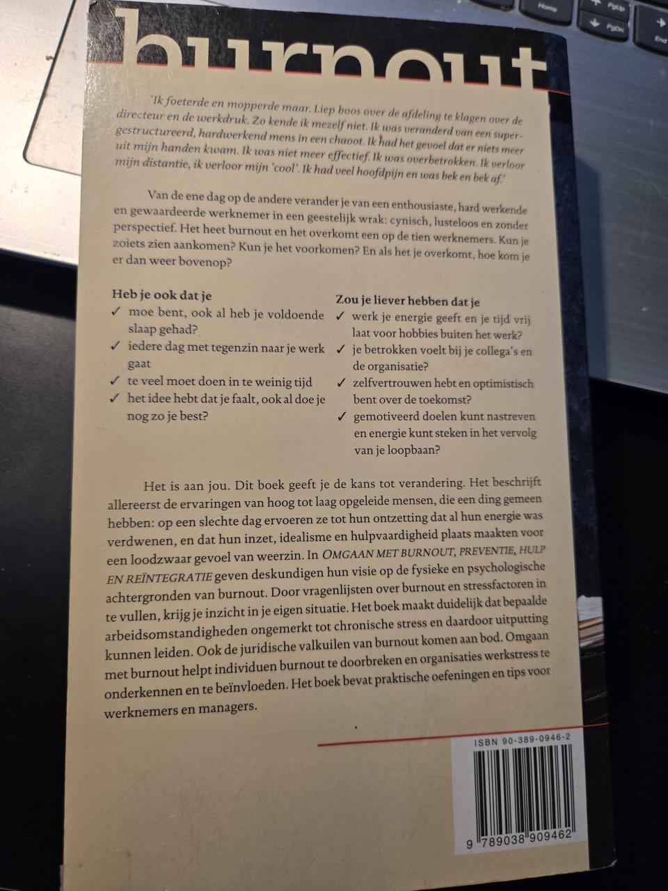 Boek "Omgaan met burnout: Preventie, hulp en reïntegratie" 2000 5e druk