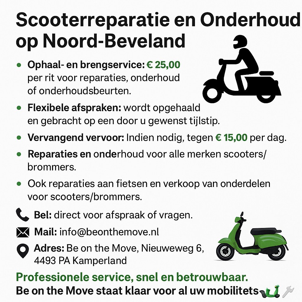 🛵 Scooterreparatie en Onderhoud op Noord-Beveland